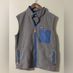 Patagonia Mens Fleece Vest in Gray and Blue